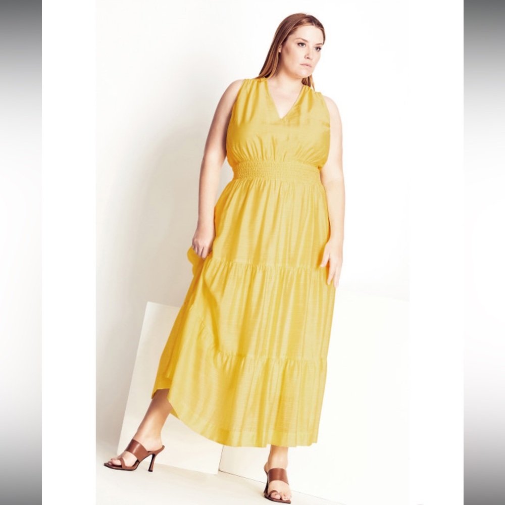 Refinity (City Chic) “Sweetly Tiered” dress in limoncello (light yellow), NWT